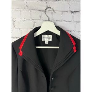 Danny and Nicole Black Red Satin Trim Blazer Size 10